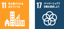 11 住み続けられるまちづくりを、17 パートナーシップで目標を達成しよう